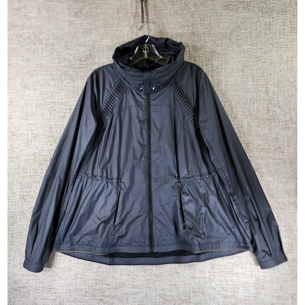 Lululemon Hooded Windbreaker Jacket Womens *6-10 Black Lightweight Zip‎ Cinch